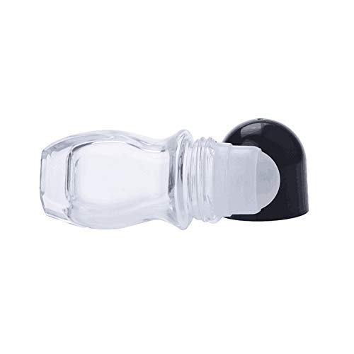 2 Botellas de Desodorante de Cristal Recargables Transparentes de 50ml con Rodillo de aceites Esenciales vacíos recipientes con Bola de Rodillo de plástico para Desodorante Aceite de Masaje de Labios