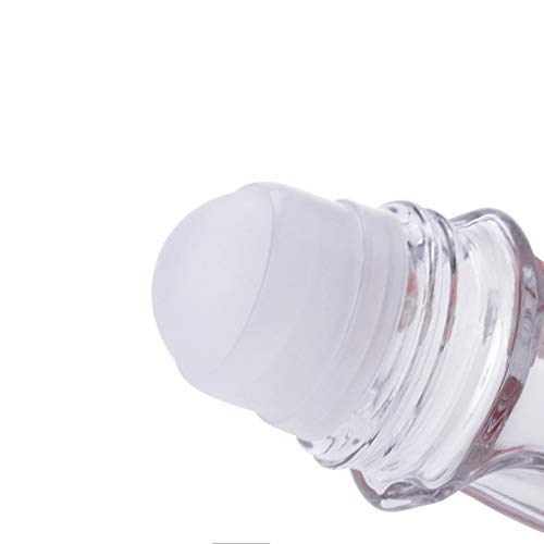 2 Botellas de Desodorante de Cristal Recargables Transparentes de 50ml con Rodillo de aceites Esenciales vacíos recipientes con Bola de Rodillo de plástico para Desodorante Aceite de Masaje de Labios