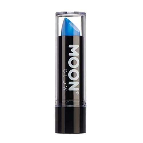 Moon Glow Barra de labios neón UV - Barra de labios de color neón brillante - Brilla bajo los rayos UV Azul intenso 1 Unidad (Paquete de 1)