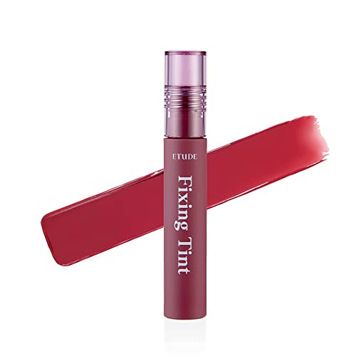 Etude House Tinte Fijador 4g | Lápiz labial líquido de alta pigmentación de larga duración, tinte para labios, resistente al agua, acabado mate liviano, cobertura completa (#07 Cranberry Plum)