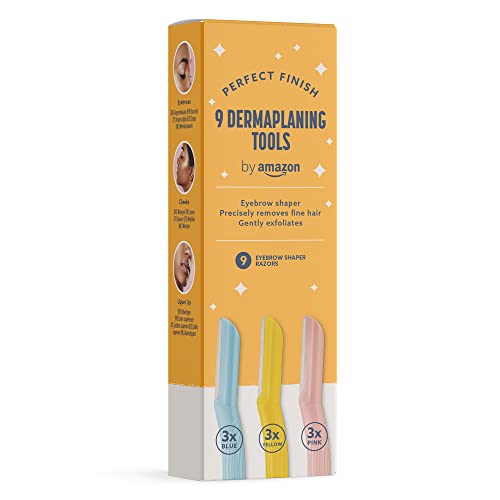 by Amazon - Cuchilla para perfilar cejas, maquinilla de afeitar y recortador de vello facial, utensilio exfoliante para dermaplanar para mujer (paquete de 9)