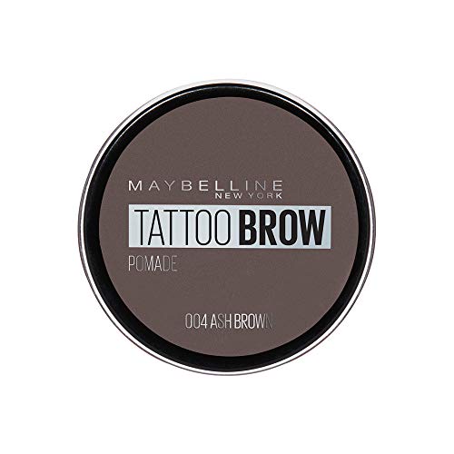 Maybelline New York Pintura para cejas, resistente al agua y de larga duración, Tattoo Brow Pomade, 004 Ash Brown, 3,5 ml