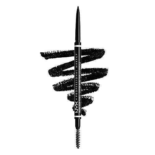 NYX Professional Makeup Lápiz de cejas perfectas Micro Brow Pencil, Dos lados: cepillo espiral y lápiz de cejas automático, Fórmula vegana, Tono: Black