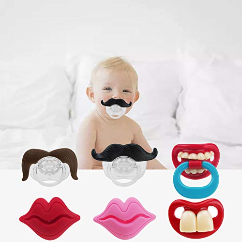 CDIYTOOL Chupete divertido para fotobooth de 6 unidades, silicona suave, para labios y dientes, chupete para bebé/adulto/mascota