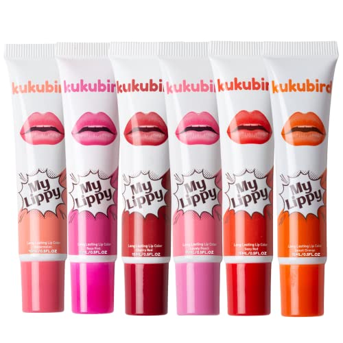kukubird 6pcs Lip Tattoo Peel & Reveal Impermeable Lipgloss Lip Tint Mujer Chica Maquillaje Belleza Set- Lip Tattoo…
