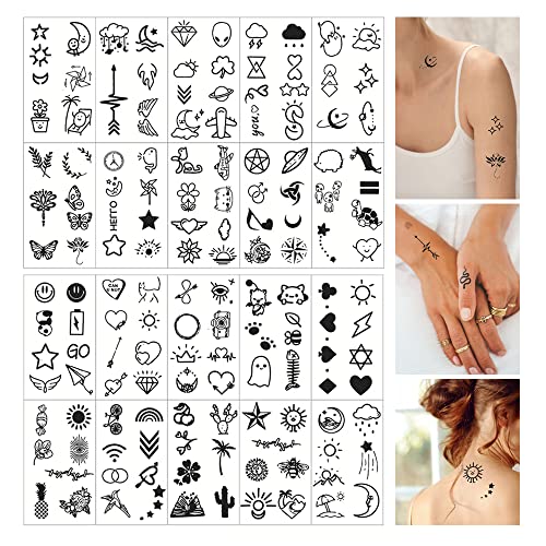20 Hojas Tatoos Temporales Pequeños para Adultos - Falsas Calcomanias de Mariposas para niños - Tatuajes Removibles para brazo, mano, cara, dedo y cuello